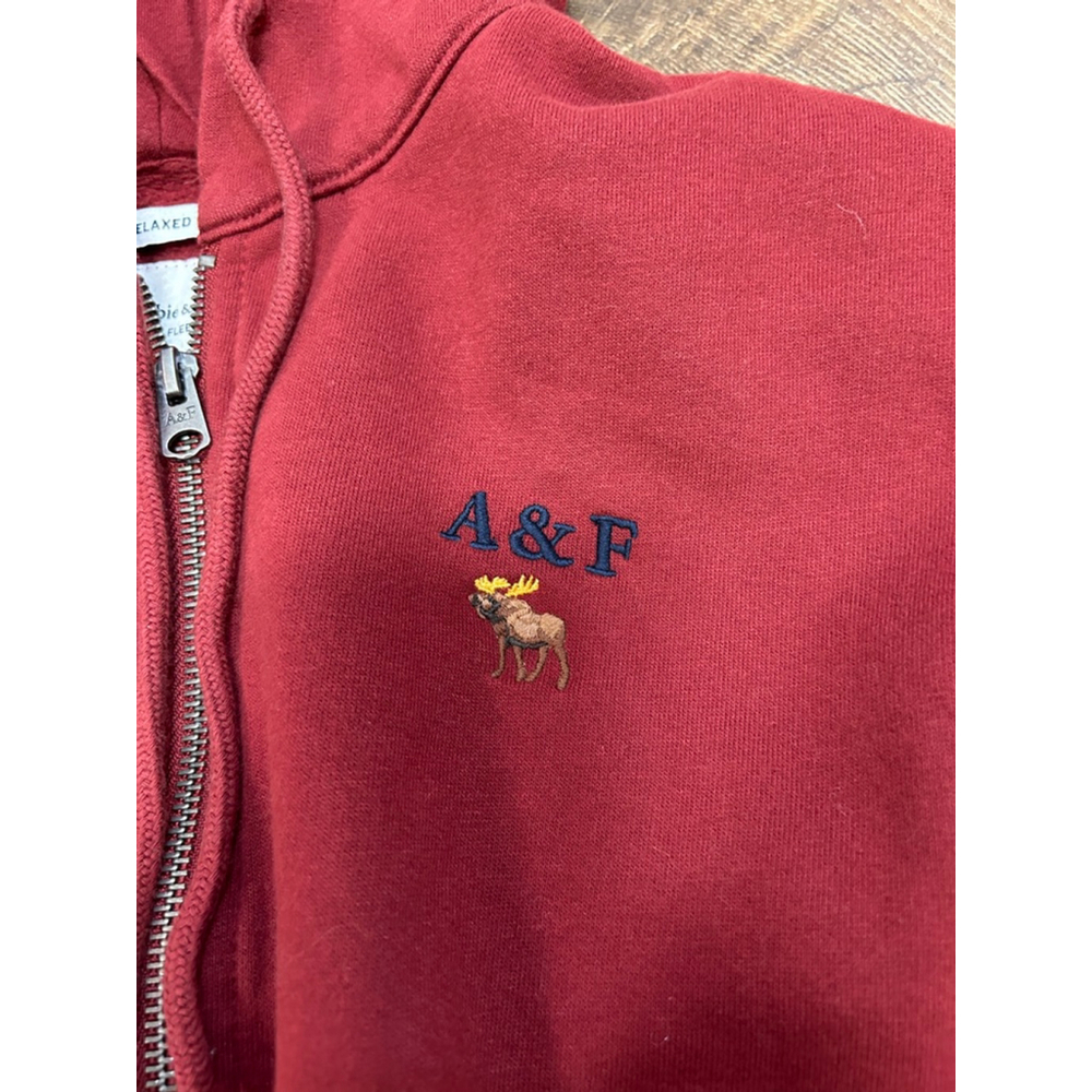 Men's Abercrombie & Fitch Red Full-Zip Hoodie S - Picture 6 of 6